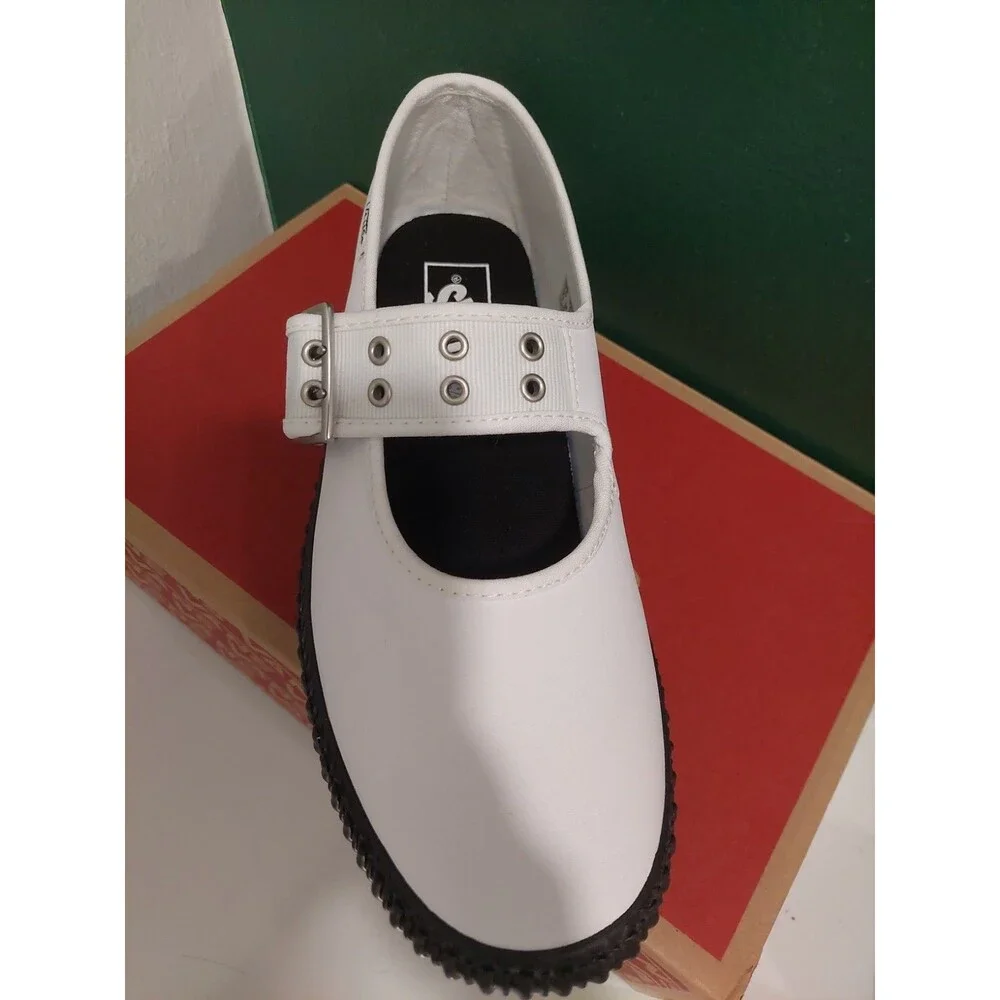 VANS Mary Jane Creeper Shoe Grunge Ballet White/Black Women’s NEW Sz 9.5